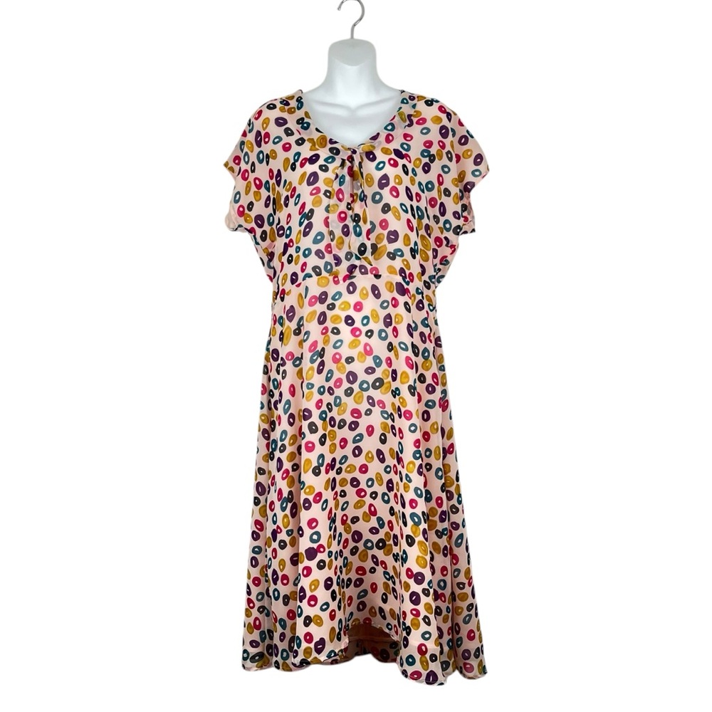 NWT Bettie Page by Tatyana Vintage Style Pink Polka Dot “Tie Me Up” Midi Dress